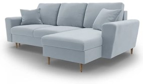 Colțar albastru deschis extensibil, cu spațiu de depozitare cu tapițerie din catifea Kyoto – Cosmopolitan Design