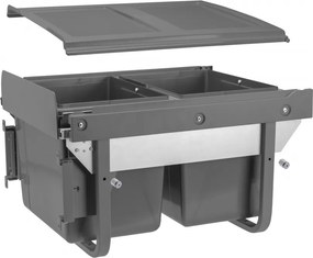 Cos gunoi incorporabil GTV Practi Eco, cu extragere automata, colectare selectiva, pentru corp de 450 mm, gri antracit, 2 x 15 l Gri antracit,