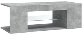 Comoda TV cu lumini LED, gri beton, 90x39x30 cm