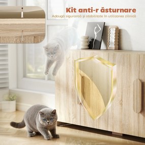 HOMCOM Comodă pentru Bucătărie, Mobilă cu Uși Soft-Close, Colțuri Rotunjite, Rafturi Reglabile, Stil Modern, Comodă pentru Living, Sufragerie, 157,4x39x82cm, Lemn Natural | Aosom Romania