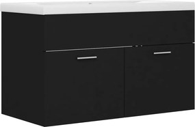 vidaXL Dulap cu chiuvetă încorporată, negru, lemn prelucrat