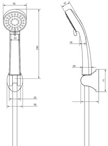 Set de dus Deante Easy cu para 3 functii, furtun si suport fix crom lucios