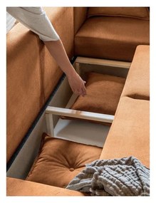 Colțar cărămiziu extensibil cu tapițerie din catifea reiată (colț variabil) Lazy Lukka – Miuform