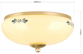 Plafoniera clasica Landhaus 28cm alama satin/ sticla champagne decor albastru