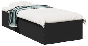 Cadru de pat, negru, 90x190 cm, lemn prelucrat