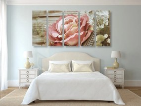 Tablou 5-piese trandafir vintage elegant