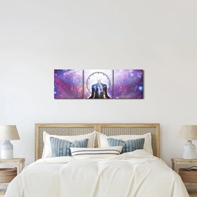 Tablou - Conexiune cu univers (cu ceas) (90x30 cm)