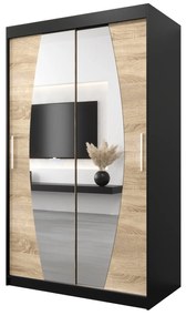Dulap de haine 120 cm Eclipse (Negru mat + Stejar sonoma). 1063392