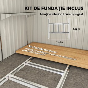 Outsunny Magazie Grădină din Oțel, Ușă Glisantă, 154x206.5x160/181 cm, Gri închis | Aosom Romania