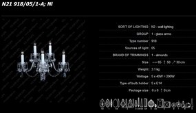Aplica eleganta cu 5 brate cristal Bohemia N21 918/05/1-A