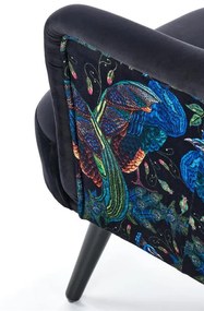 Fotoliu Pagoni velvet negru - H95 cm