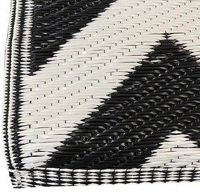 Covor de exterior, cu doua fete, 180x120 cm, alb-negru