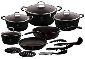 Set oale si tigai marmorate (15 piese) din aluminiu forjat Black Professional Line Berlinger Haus BH 6129