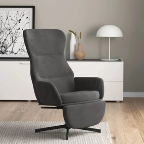 3097496 vidaXL Scaun de relaxare cu taburet, gri închis, catifea