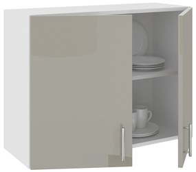 Corp Superior Karo, 2 Usi, Gri Lucios/Alb, MDF, 80 x 30 x 60 cm