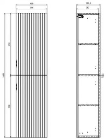 Dulap baie suspendat tip coloana cu o usa, 160 cm, alb mat, Cersanit Tirso Alb mat