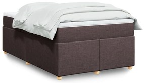 vidaXL Pat box spring cu saltea, maro închis, 120x200 cm, textil