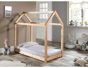 Pat în formă de casă pentru copii Vipack Cabane, 70 x 140 cm