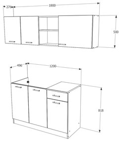 Set haaus Kara, Stejar Sonoma/Alb, L 180 cm