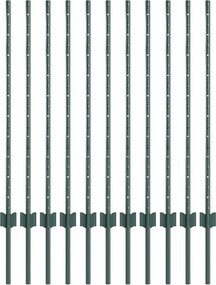 vidaXL Stâlp de gard. 11 pcs Verde 100 cm Oțel