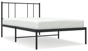 352473 vidaXL Cadru pat metalic cu tăblie, negru, 90x200 cm