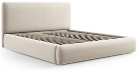 Pat matrimonial bej tapițat cu spațiu de depozitare cu somieră 180x200 cm Colonel – Cosmopolitan Design