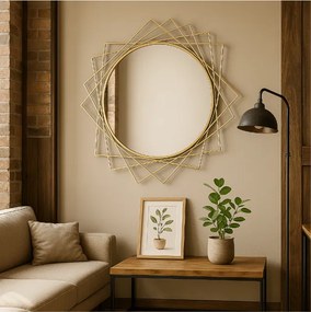 Oglinda geometrica Glam,auriu,  ⌀ 85 cm