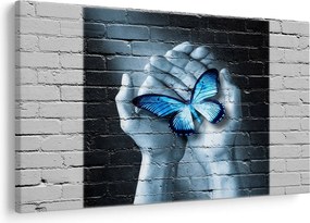 Tablou cu flutere albastru pe perete (90x60 cm)
