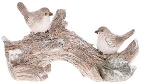 Decorațiune Păsări pe creangă, maro, 27x11x15 cm