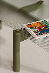 Măsuță de cafea verde cu blat din sticlă 55x105 cm Kob – noo.ma