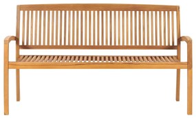 Banca de gradina stivuibila cu perna, 159 cm, lemn masiv de tec model gri carouri, 150 cm, 1