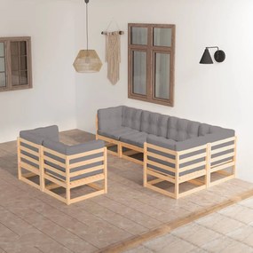 Set mobilier de gradina, 7 piese, cu perne, lemn masiv de pin Maro, 1, Da