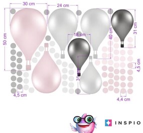 INSPIO Autocolante - Baloane autoadezive în stil norvegian roz și gri