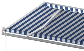 Copertina retractabila manual cu stalpi, albastru alb 5x3,5 m Albastru si alb, 5 x 3.5 m