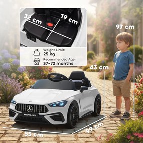 AIYAPLAY Mașină electrică copii Mercedes AMG CLE 53 12V 2 motoare telecomandă parentală 2,4G 99 x 55 x 43 cm alb | Aosom Romania