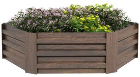 Outsunny Pat de Grădină Hexagonal Înălțat Galvanizat, Cutie de Plantare Exterior cu Margini Siguranță și Bază Deschisă | Aosom Romania