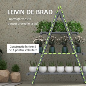 Suport de plante din lemn Outsunny , suport pentru ghivece | Aosom Romania
