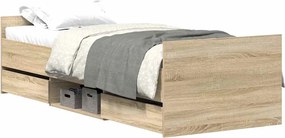 vidaXL Cadru pat cu tăblie la cap/picioare, stejar sonoma, 90x200 cm