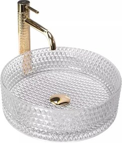 Lavoar pe blat Rea Cristal rotund finisaj sticla transparenta 36 cm