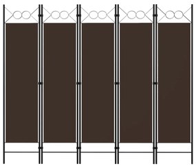 vidaXL Paravan de cameră cu 5 panouri, maro, 200 x 180 cm