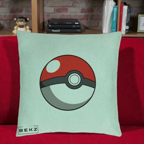 Perna Personalizata Pokeball Rosie, 40x40 cm, Verde Menta, Husa Detasabila, Perna Inclusa, BEKZ®