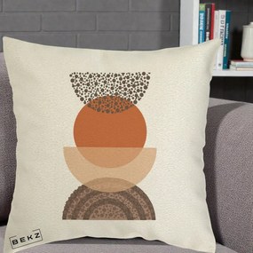 Perna Decorativa Boho Stiva Forme Punctate Terracotta, 40x40 cm, Ecru, Husa Detasabila, Perna Inclusa, BEKZ®