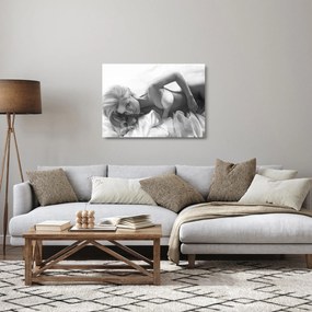 Tablou pe sticlă - Boudoir alb-negru (70x50 cm)
