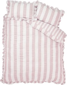 Lenjerie de pat roz pentru pat dublu cu 3 piese 200x200 cm Seersucker Frill Stripe – Catherine Lansfield