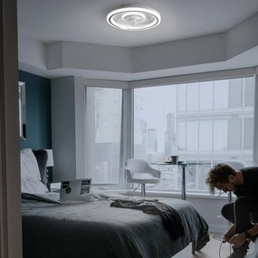 Plafonieră albă LED cu control prin telecomandă/cu ventilator Alan – SULION