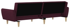 Canapea extensibila 2 locuri, cu taburet, violet, textil Violet, Cu suport de picioare