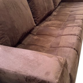 Canapea ZARA extensibila, 3 locuri, cu lada de depozitare, stofa suede maro , 220x95x80 Maro, Stofa Suede