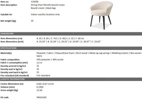 Scaun design elegant LUX Moretti, boucle crem 115038 HZ