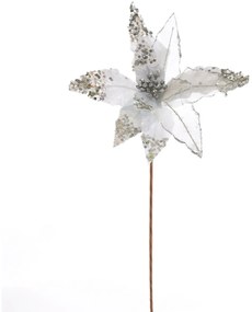 Floare strălucitoare de Crăciun, argintiu, 50 x 32cm