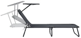 Sezlong "Corfu" cu acoperis neagru si parasolar gri închis